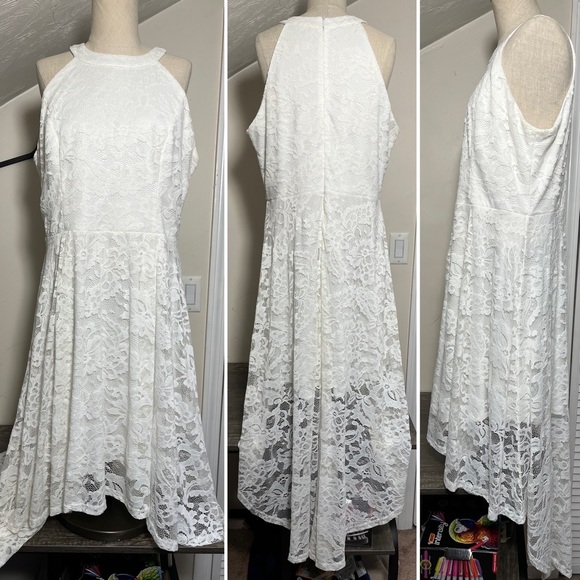 🎉HP🎉 Dressystar Cream High-Low Lace Dress, Size 2X - Picture 3 of 11